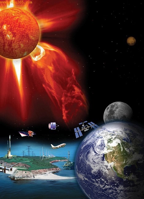 This graphic shows how the sun's solar flares could endanger human life by interfering with high-tech systems such as satellites and power grids